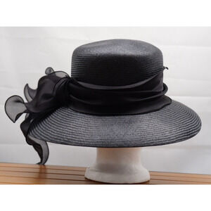 Marzi Firenzi Neiman Marcus Derby Church Straw Wide Brim Hat Italy Luxury 22"